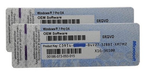 Find Windows 7 product key at COA sticker