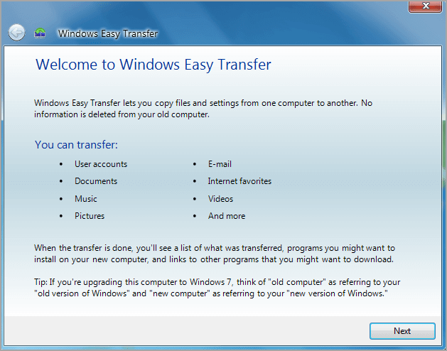 Windows Easy Transfer