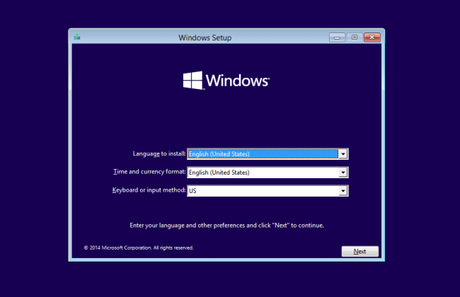 windows standard installation step 1