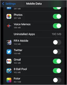 Only Allow Selected Apps to Use Cellular Data