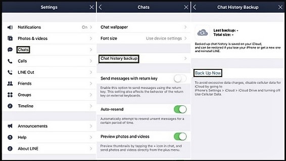 select backup and restore chat history