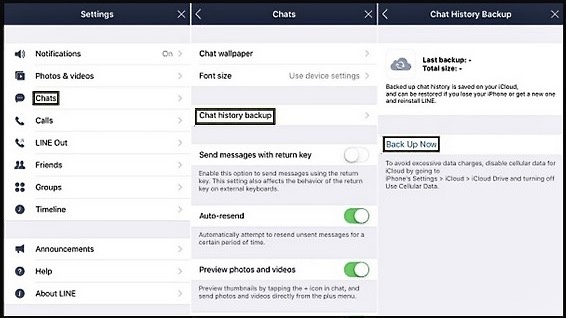backing up line chats on iphone