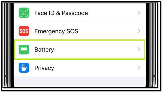 click on battery iphone