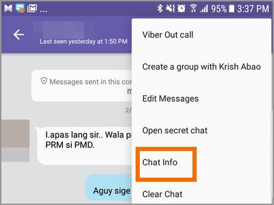 choose chat info on android