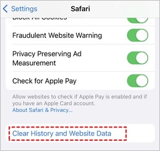 clear data on safari