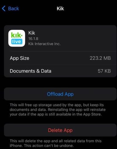 clear Kik cache to fix Kik not working