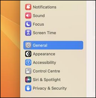 click general on macOS Ventura