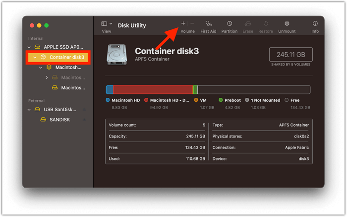 create a new Volume to dual boot two versions