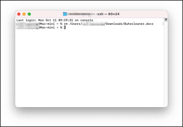 delete files with Terminal on Mac
