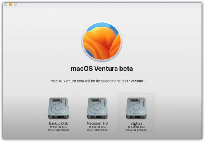 choose disk to install macOS