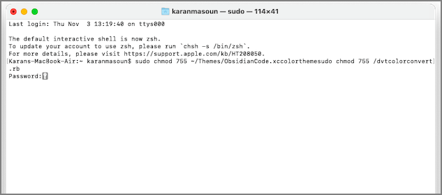 use sudo command to fix Zsh permission denied