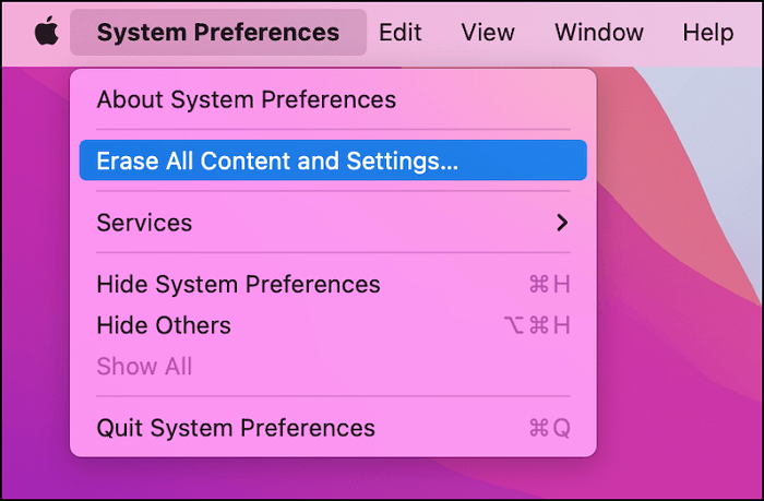 erase all content and settings macOS Monterey