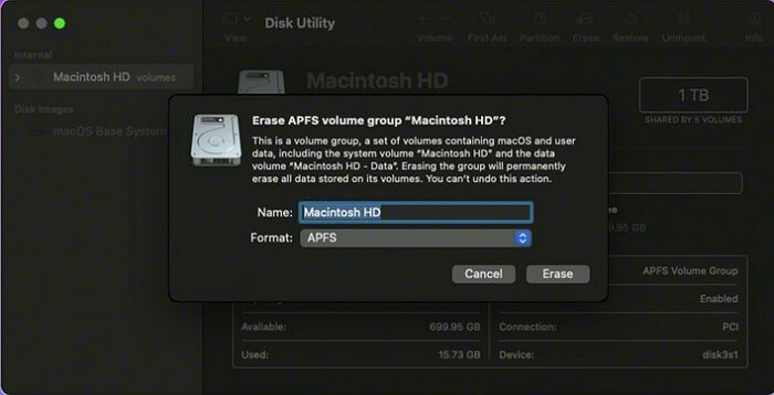 erase the startup disk on Mac