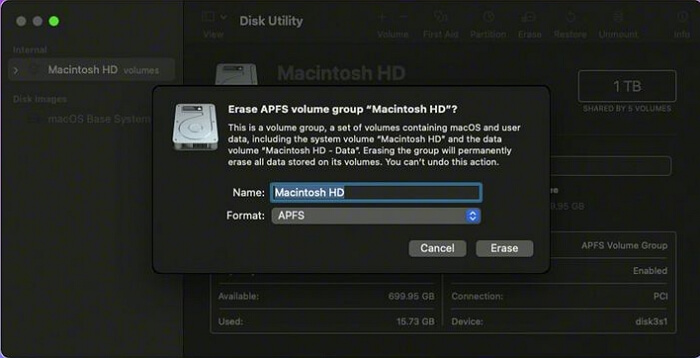 erase startup disk