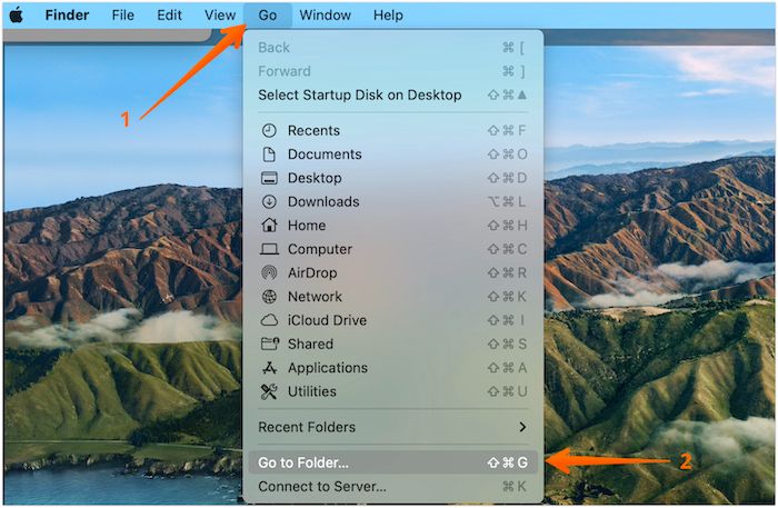 click go to folder to open Mac folder