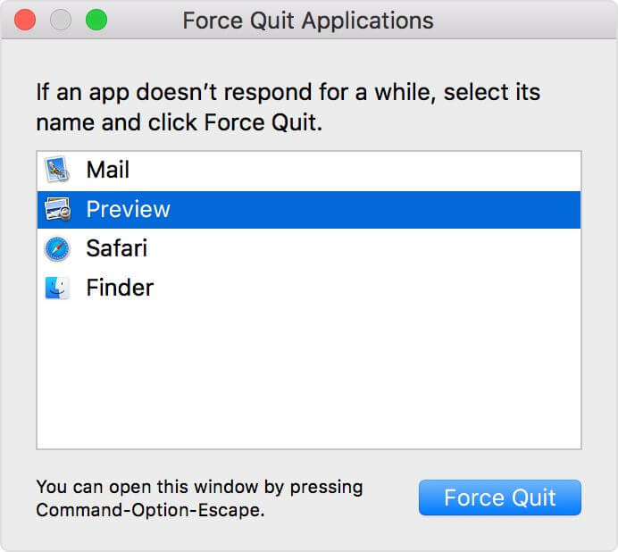 Force quit Finder