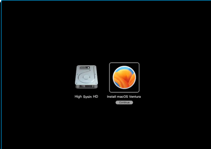 Install macos ventura