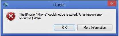 iTunes error 3194