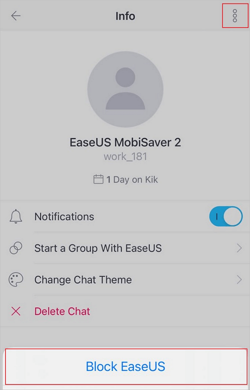 Block people on Kik from iPhone - step 1