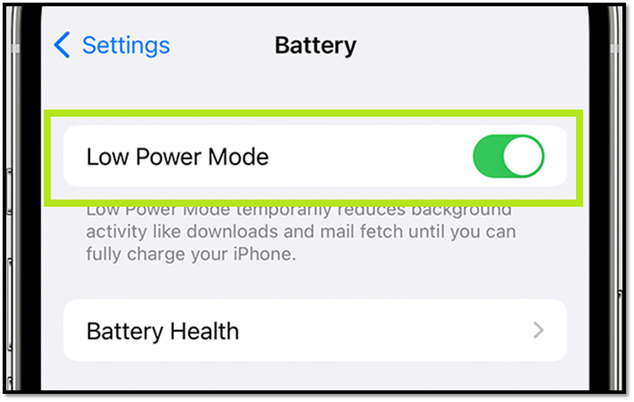 turn off the low power mode 