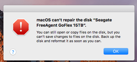 macOS can't repair the disk
