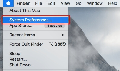 open the system preferences menu