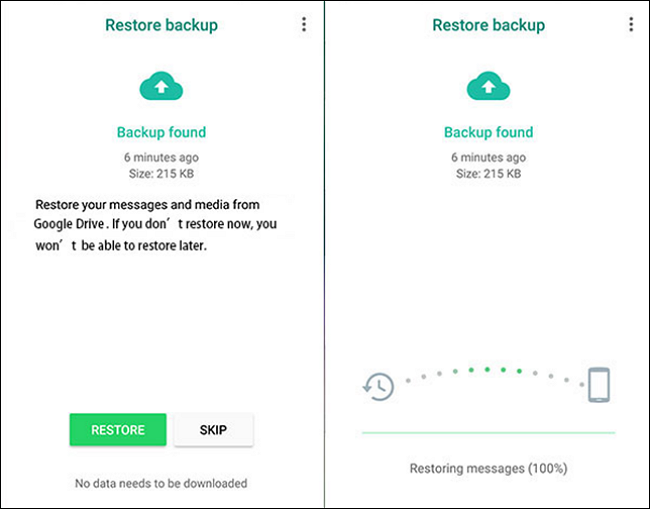 restore backup in whatsapp