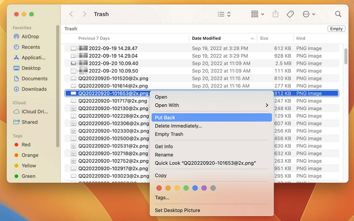 recover photos after macOS Ventura update from Trash