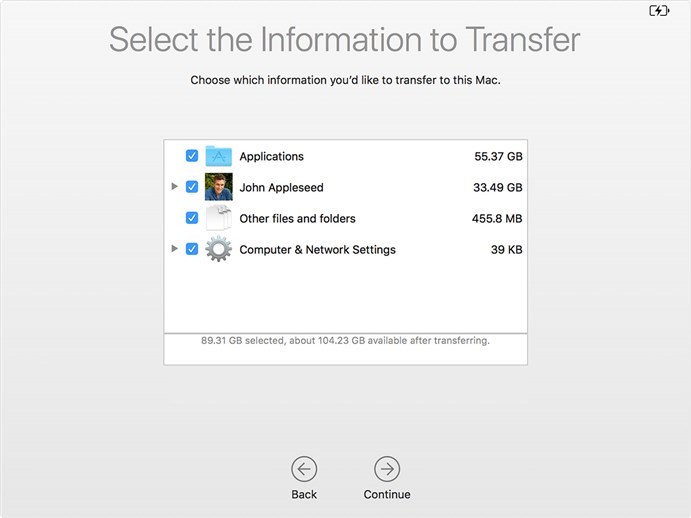 Select the Information to Transfer