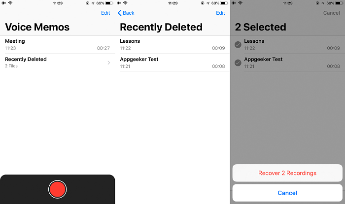 Recover Deleted Voice Memos from the Recently Deleted Folder