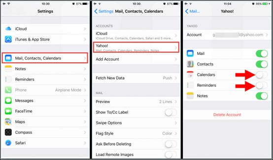 recover reminders from accounts