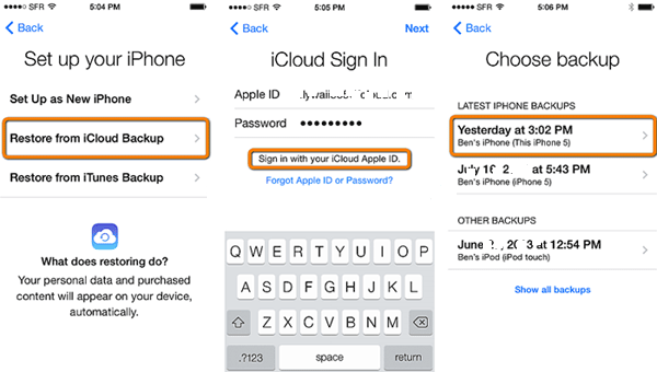 recover the icloud backup messages