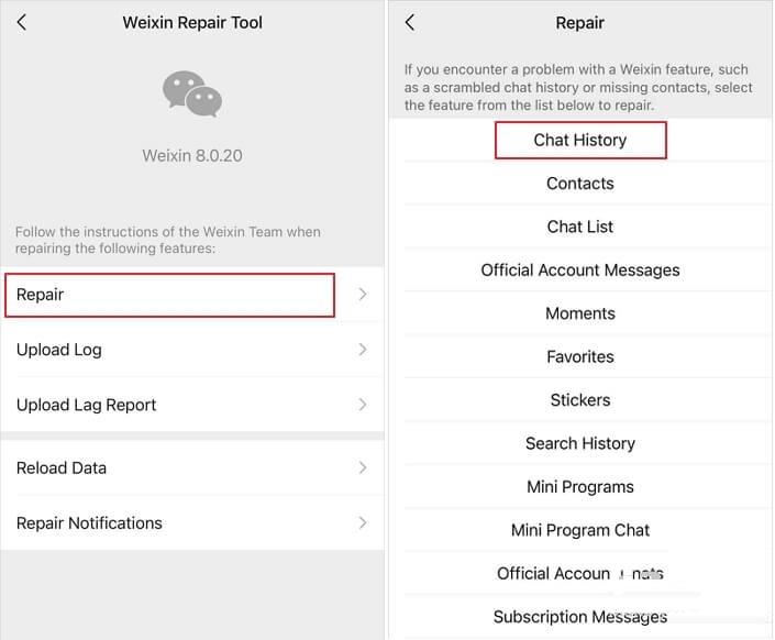 how can I recover lost WeChat chat history from iphone/android-2