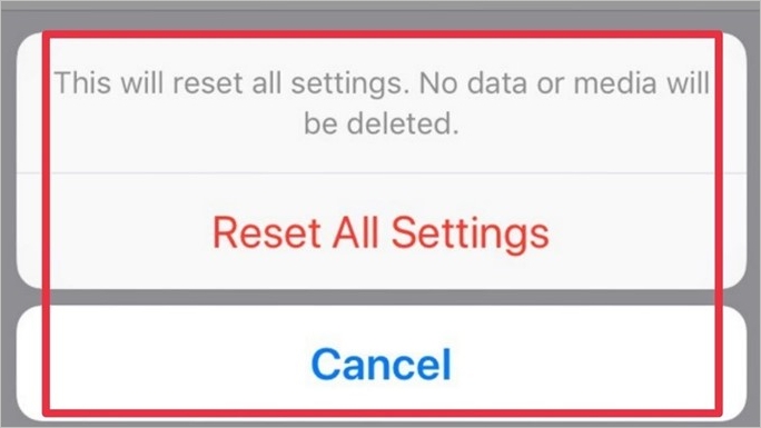 reset iPhone all settings