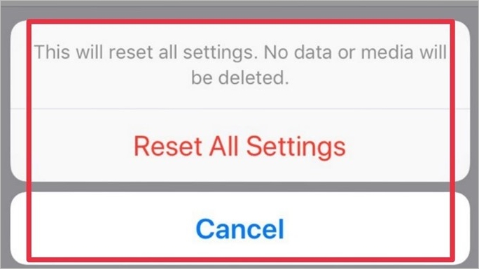 reset all settings