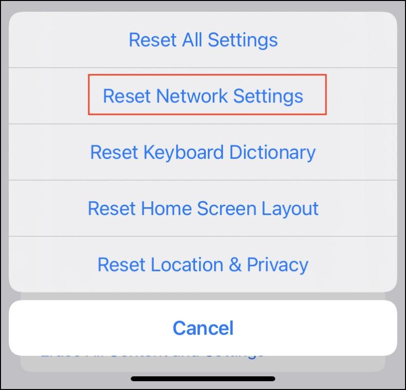 reset network setting