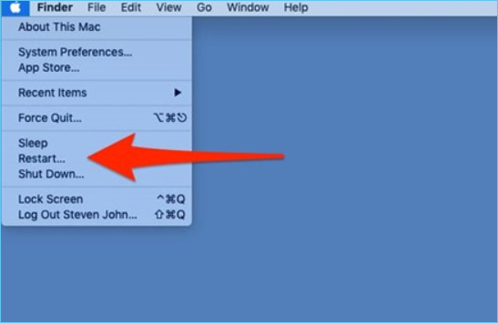 Click on Apple Logo and Restart