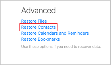 Restore Contacts from the iCloud Website