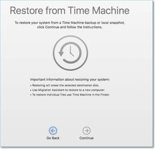 restore data from time machine