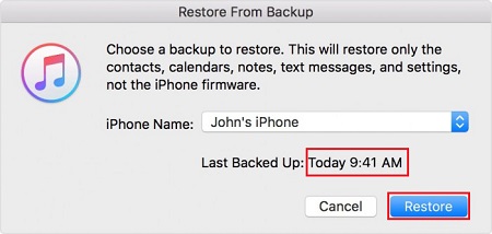 Restore your iPhone from a recent backup