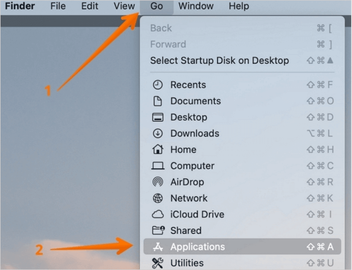 Go to Applications from Finder Dropdown