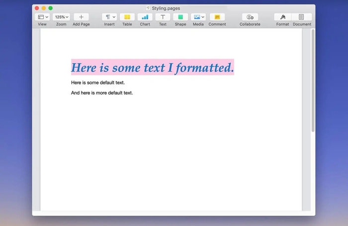 selected text pages mac