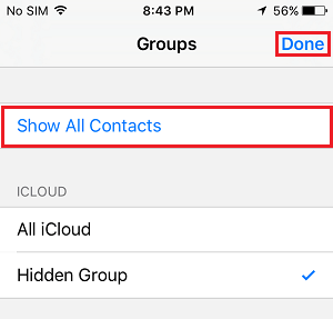 Unhide Contacts on iPhone