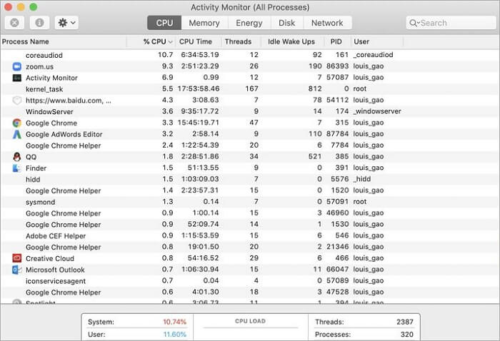 kill process that slows down your mac in system activity monitor