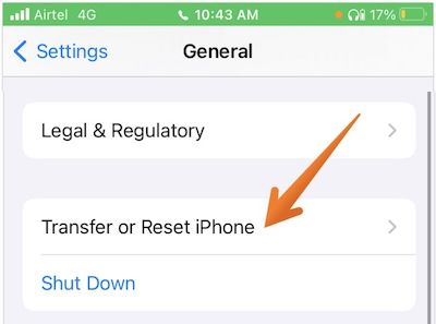 Transfer or Reset iPhone