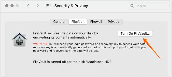 turn off firevault