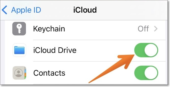 turn the icloud on