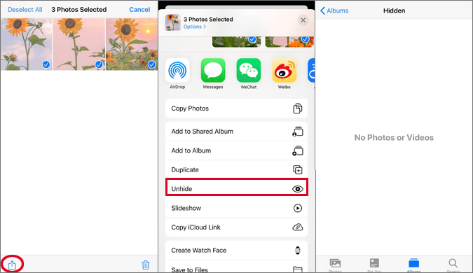 Unhide Albums on iPhone
