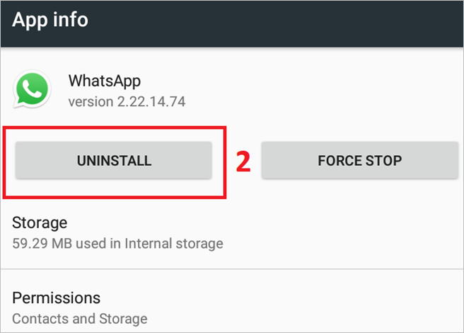 uninstall whatsapp