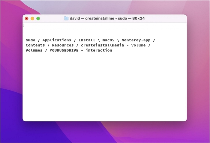 Command Line to Create USB Installer